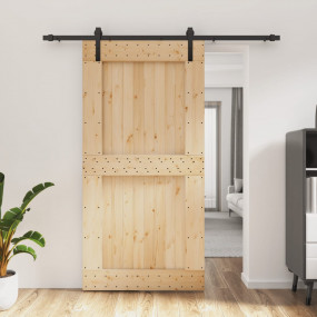Sliding Door with Hardware Set 39.4x82.7" Solid Wood Pi...