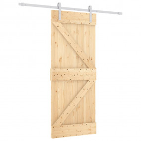 Sliding Door with Hardware Set 33.5x82.7" Solid Wood Pi...