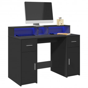 Desk with LED Lights Black 47.2x21.7x35.8" Engineered W...
