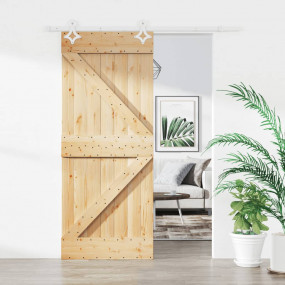 Sliding Door with Hardware Set 33.5x82.7" Solid Wood Pi...