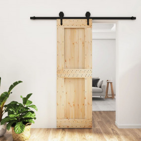 Sliding Door with Hardware Set 27.6x82.7" Solid Wood Pi...