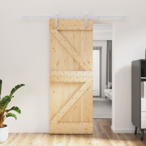 Sliding Door with Hardware Set 31.5x82.7" Solid Wood Pi...