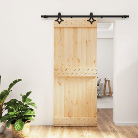 Sliding Door with Hardware Set 33.5x82.7" Solid Wood Pi...