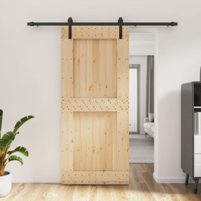 Sliding Door with Hardware Set 35.4x82.7" Solid Wood Pi...