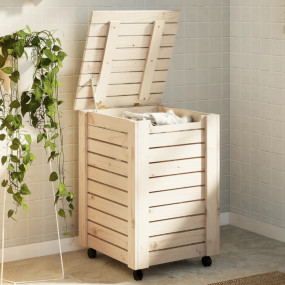Laundry Basket with Wheels "RANA" 17.7x17.7x25.2" Solid...
