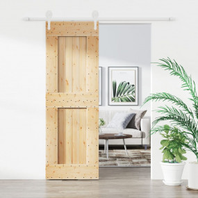 Sliding Door with Hardware Set 27.6x82.7" Solid Wood Pi...