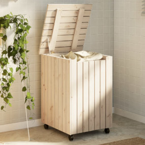 Laundry Basket with Wheels "RANA" 17.7x17.7x25.2" Solid...