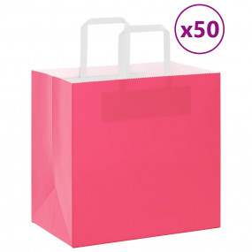 Paper Bags 50 pcs with Handles Pink 26x17x25 cm