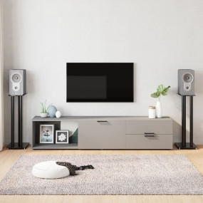 Speaker Stands 2 pcs Black Tempered Glass 3 Pillars Des...