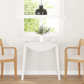 Dining Table White Solid Wood Rubber