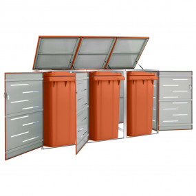 Triple Wheelie Bin Shed 81.5x30.5x44.3" Stainless Steel