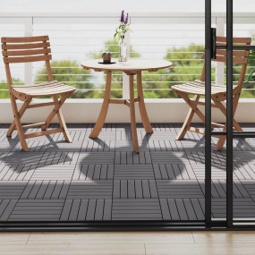 Decking Tiles 10 pcs Gray Wash 11.8"x11.8" Solid Acacia...