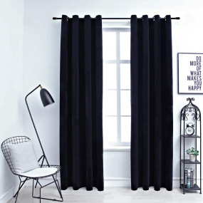 Blackout Curtains with Rings 2 pcs Black 54"x63" Velvet