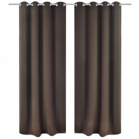 2 pcs Brown Blackout Curtains with Metal Rings 53.1 x 9...