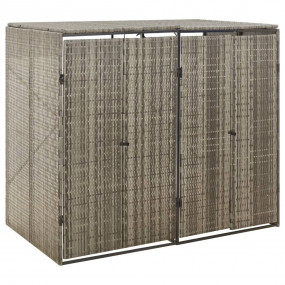 Double Wheelie Bin Shed Gray 55.1"x31.5"x46.1" Poly Rat...