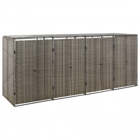 Quadruple Wheelie Bin Shed Gray 107.9"x31.5"x46.1" Poly...