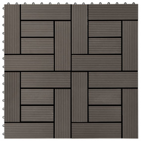 11 pcs Decking Tiles WPC 11.8"x11.8" 1 sqm Dark Brown