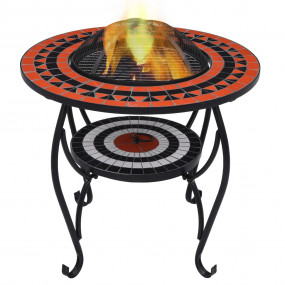 Mosaic Fire Pit Table Terracotta and White 26.8" Cerami...