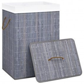 Bamboo Laundry Basket with Single Section Gray