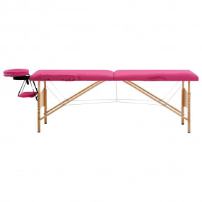 Foldable Massage Table 2 Zones Wood Pink