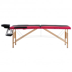 Foldable Massage Table 2 Zones Wood Black and Pink