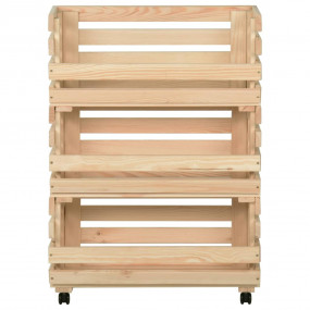 Vegetable Trolley 22.4"x11.8"x31.5" Solid Wood Pine