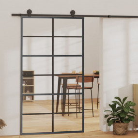 Sliding Door ESG Glass and Aluminum 40.2"x80.7" Black