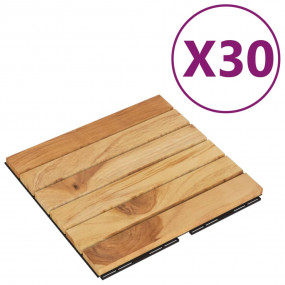 Decking Tiles 30 pcs 11.8"x11.8" Solid Wood Teak Vertic...