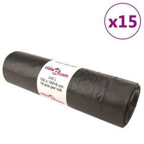 Bin Bags with Drawstrings 150 pcs Black 63.4 gal
