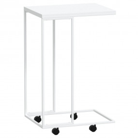 Side Table with Wheels White 15.7"x11.8"x25" Engineered...