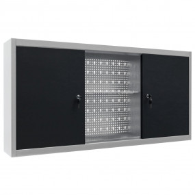 Wall Mounted Tool Cabinet Industrial Style Metal Gray a...