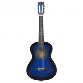 8 Piece Classical Guitar Beginner Set Blue 1/2 34"