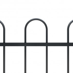 Garden Fence with Hoop Top Steel 33.5' Black