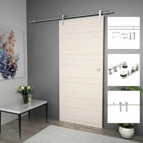 Sliding Door Hardware Kit 72" Stainless Steel Silver