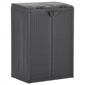 Trash Bin with 2 Doors Black 25.6"x17.7"x34.6" PP