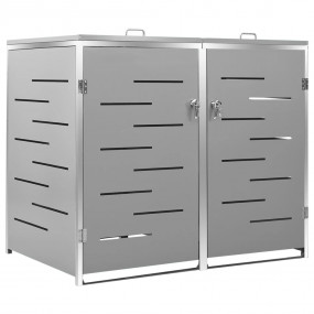Double Wheelie Bin Shed 54.3"x30.5"x44.3" Stainless Ste...