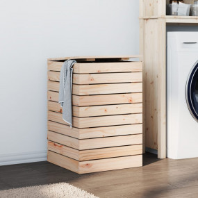 Laundry Basket 17.3"x17.3"x26" Solid Wood Pine