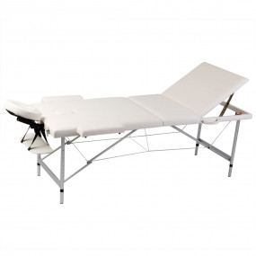 Cream White Foldable Massage Table 3 Zones with Aluminu...