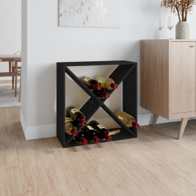 Wine Cabinet Black 24.4"x9.8"x24.4" Solid Wood Pine