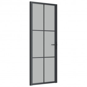 Interior Door 29.9"x79.3" Black Matt Glass and Aluminum
