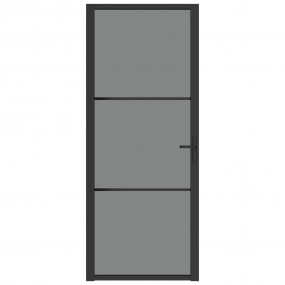 Interior Door 32.7"x79.3" Black ESG Glass and Aluminum