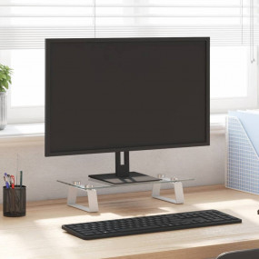 Monitor Stand White 15.7"x7.9"x3.1" Tempered Glass and ...