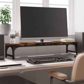 Monitor Stand Smoked Oak 33.5"x9.1"x6.1" Engineered Woo...