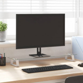 Monitor Stand White 31.5"x7.9"x3.1" Tempered Glass and ...