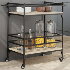 Kitchen Trolley Sonoma Oak 32.3"x15.7"x30.9" Engineered...