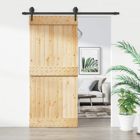 Sliding Door with Hardware Set 35.4"x82.7" Solid Wood P...