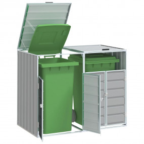 Wheelie Bin Storage for Double Bins Gray 56.7"x31.9"x44...