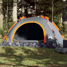 Camping Tent 4-Person Gray and Orange Quick Release