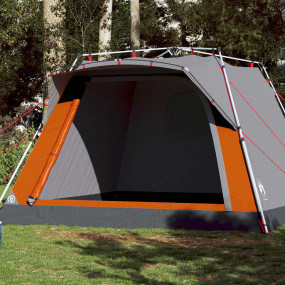 Camping Tent Cabin 4-Person Gray and Orange Quick Relea...
