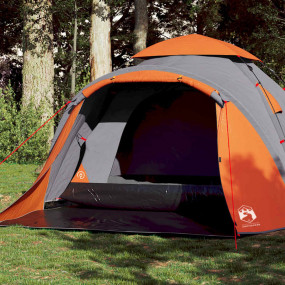 Camping Tent Dome 3-Person Gray and Orange Quick Releas...